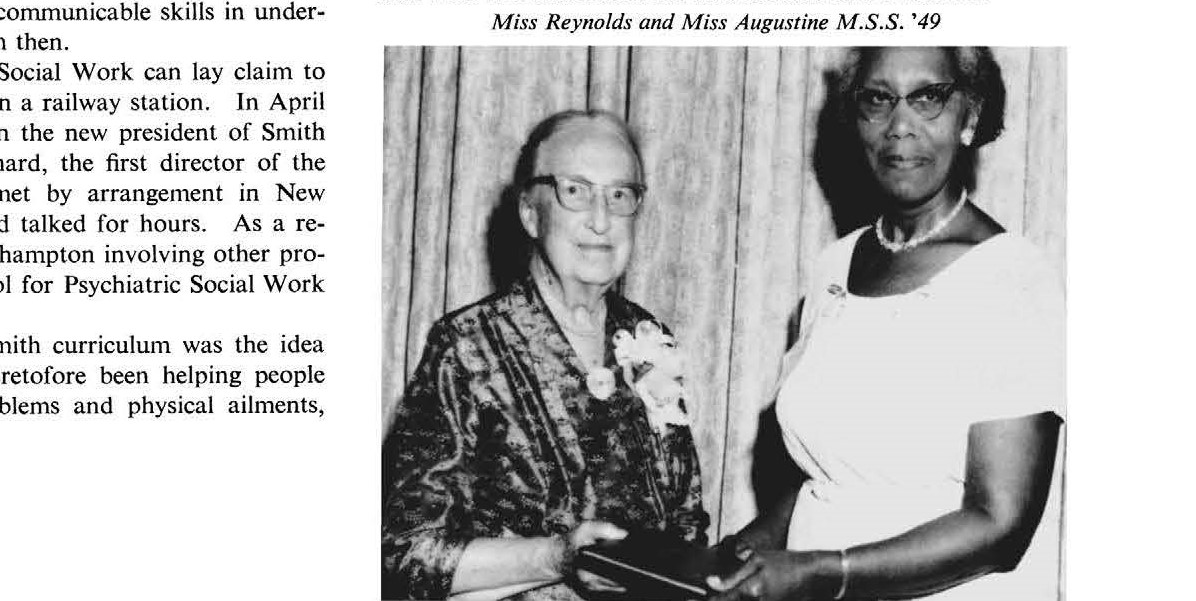Black and White photo of Bertha Capen Reynolds and Miss Augustine.